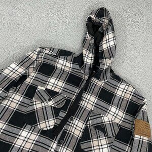 Howitzer Armory Flannel Men L Black White We The People Hooded Shirt